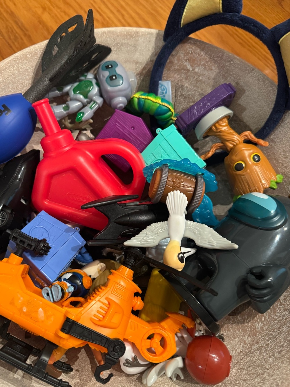 Assorted Kids Toy Figures and Accessories - Red, Orange, Blue